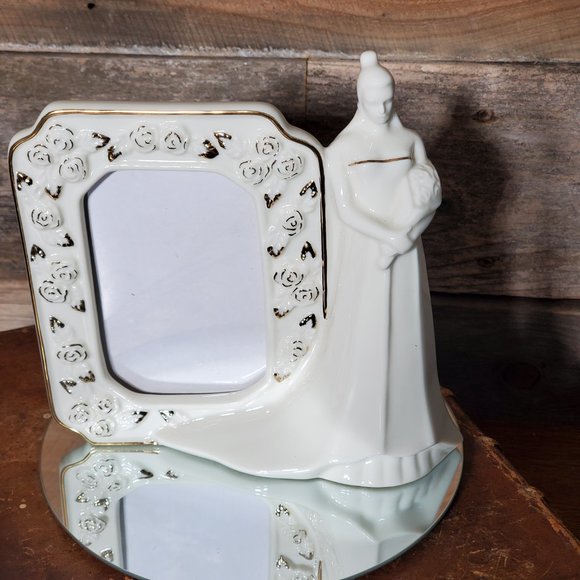 MIKASA Wedding Bells, Ivory White Porcelain Picture Frame Gold Trim - Picture 2 of 7